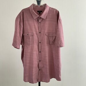 Alfani Men’s 2XL Short Sleeve Button Down Shirt Mauve Regular Fit Casual